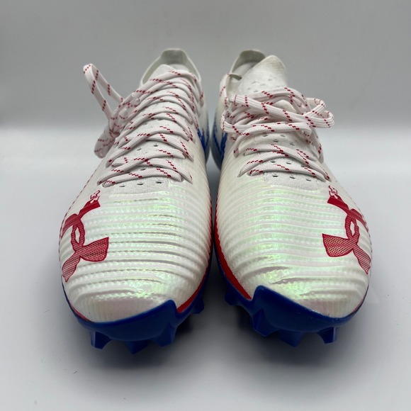 Under Armour Blur Pro TX Football Cleats Mens 12 White Red Blue‎ Texas Edition main image 9
